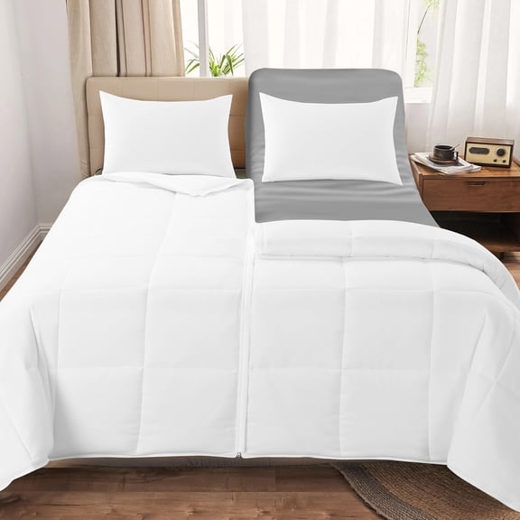 Split King Comforter Sets for Adjustable Bed, 3-Piece Bedding Set King Size 106"×90", Individual Comfort for Couples, Machine Washable, White