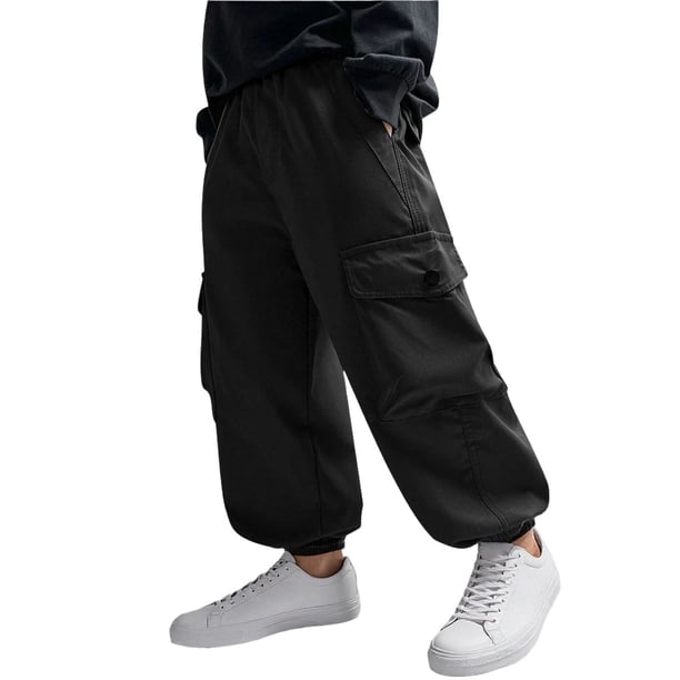 Odeerbi 2-17 Años Niños Cargo Pantalones Athletic Sports Jogger Pantalones Primavera Casual Color Sólido Ropa de Trabajo Pantalones Con Bolsillo