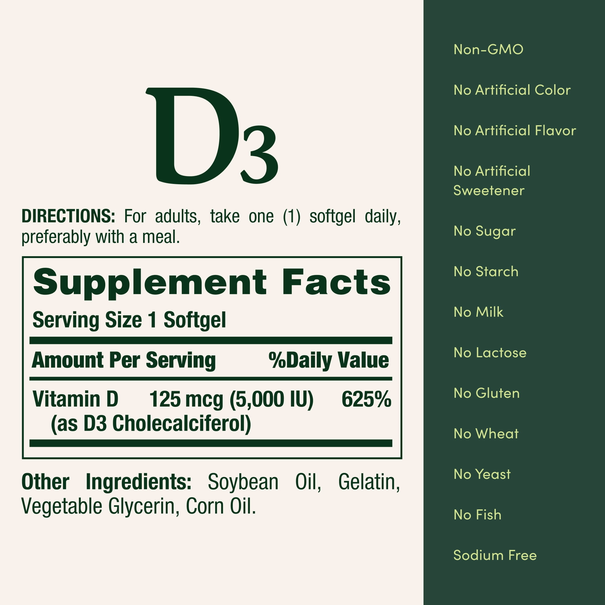 Nature's Bounty Vitamin D3 Cholecalciferol 125 mcg 5000 IU Softgels, Immune & Bone Health Support, High Potency, 150 Count