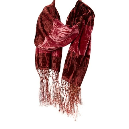 - Amtal Women Safari Animal Design Velvet Silk Burnout Oblong Scarf w/Tassels