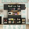 thumbnail image 5 of 71" Tall Kitchen Pantry Cabinet with 6 Doors Shelves & Led Lights & Charge Station, 47" Wide Freestanding Farmhouse Cupboard with 2 Drawer,6 Doors Storage,Adjustable Shelves,Open Countertop, Black, 5 of 9