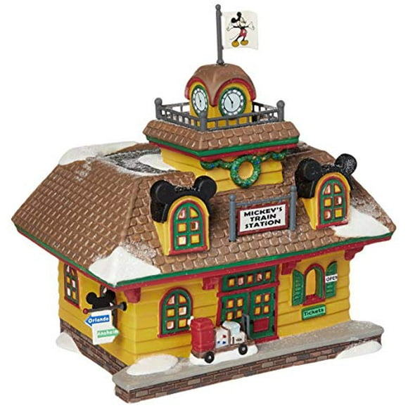 Department 56 Disney Village Mickey Mouse Train Station Lit Building, 5.67 Inch, Multicolor