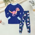 thumbnail image 2 of Hessimy Toddler Boys Girls Summer Cute Cartoon Print 2Pcs Thermal Underwear Warm Spring Clothes Set, Summer Thermal Wear(Blue,4-5 Years), 2 of 5