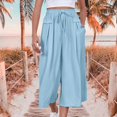 thumbnail image 2 of COMVALUE Women Stretch High Waisted Lounge Capri Palazzo Pant Baggy Flowy Comfy Cropped Trouser with Pocket (Sky Blue, S), 2 of 7