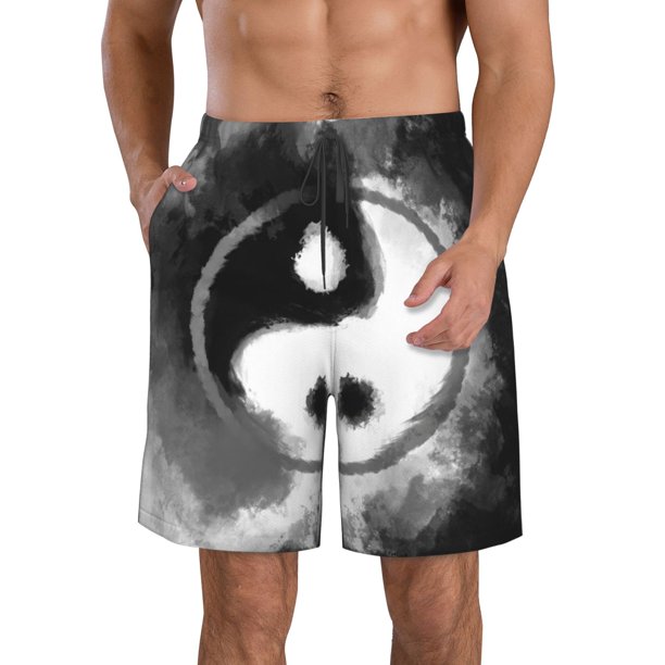 Fotbe Yin And Yang Trajes de Baño Estampados para Hombre, Shorts de Verano de Secado Rápido, Ropa de Playa, Bañadores-Small