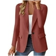 thumbnail image 2 of Evdexr Women's Open Front Blazers Business Lightweight Suit Jackets Lapel Long Sleeve Office Suit Cardigan Summer Lined Button Down Loose Blazer Jackets with Pockets Red M, 2 of 7