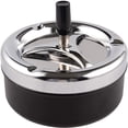 thumbnail image 1 of Cenicero de cigarrillos de mesa moderno de acero inoxidable con empuje hacia abajo con bandeja giratoria, cenicero de cigarrillos para uso en interiores o exteriores, soporte para cenizas para fumadores, cenicero para fumar de escritorio para oficina en casa, 1 of 6