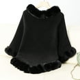 thumbnail image 3 of Rohuuque Women's Winter Poncho Cape Thermal Fleece Lined Trendy Coverup Solid Tone Knit Poncho Irregular Wrap Outerwear Black, 3 of 3