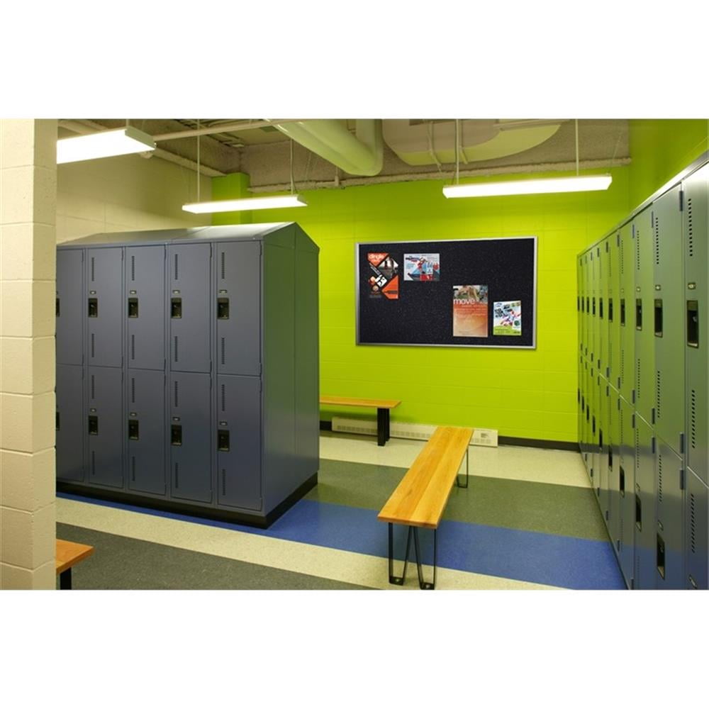 Ghent Recycled Bulletin Board - Satin Aluminum Frame - 4ft H x 7ft  4"W - Black