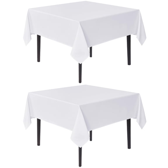 Greenpod White Square Tablecloths 54x54 Inch, 2 Pack - Fabric Table Cloth for Square or Round Tables, Washable Polyester Table Cover for Dinner, Holiday Party, Decorative Display Tables