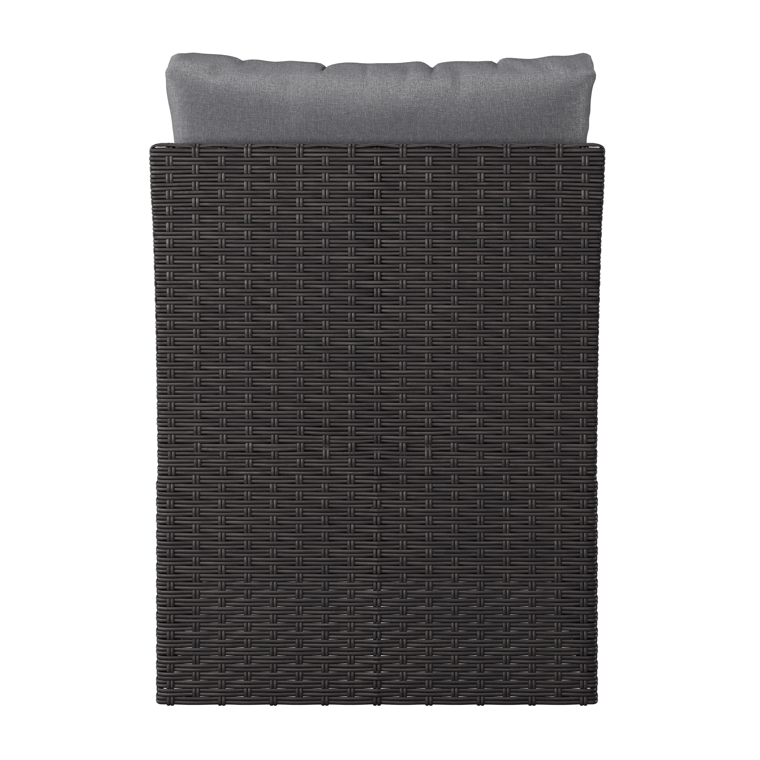 CorLiving Brisbane Rust-Resistant Resin Wicker Middle Outdoor Patio Sectional Piece with Cushions, Charcoal Grey/Light Grey