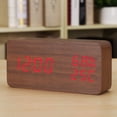thumbnail image 2 of Reloj despertador inteligente con control de voz, reloj de madera con luz LED silenciosa, reloj de madera, regalo artesanal, carga USB, 2 of 5