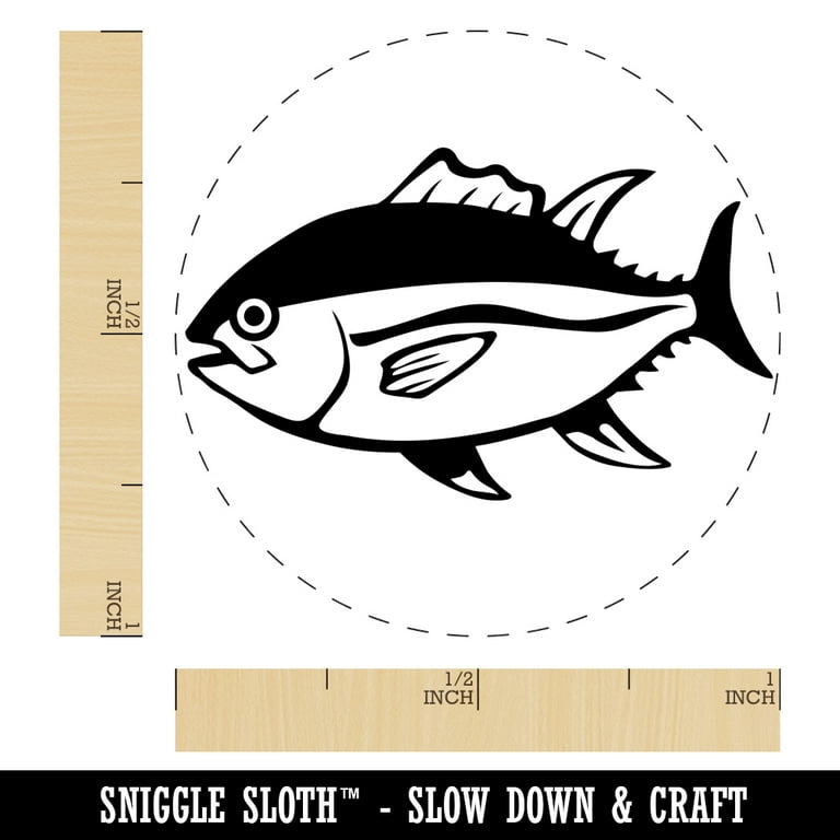 Bluefin Tuna Fish Fishing Self-Inking Rubber Stamp Ink Stamper - Red Ink -  Medium 1 Inch