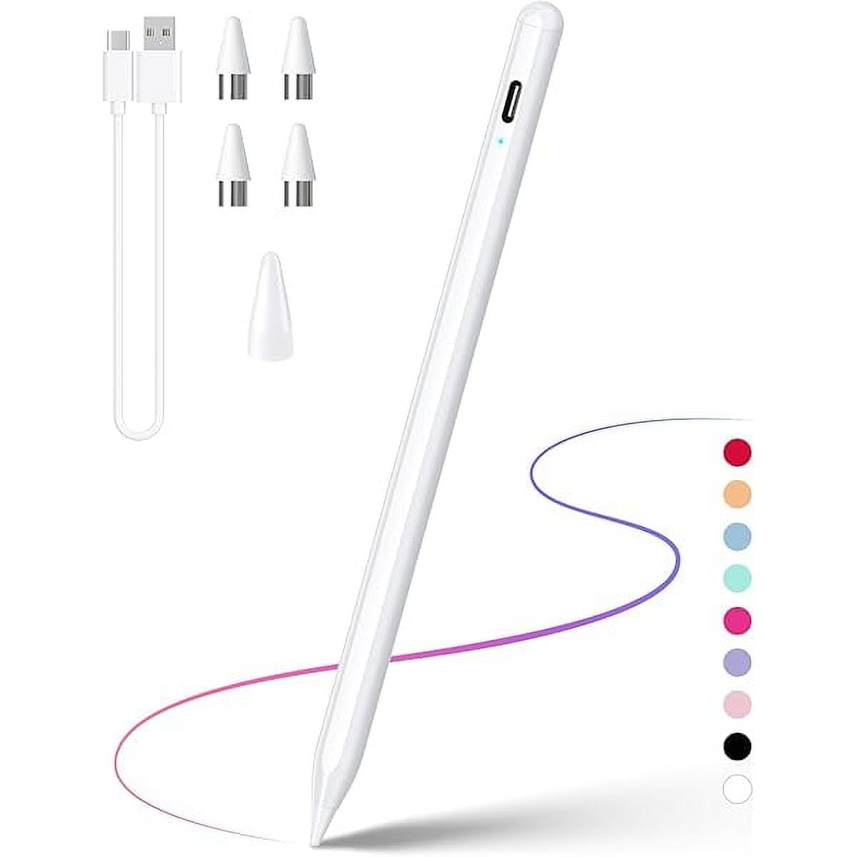 LinQingQ Stylus Pen, Active Stylus Pen Compatible for iOS and Android Touchscreens/Phones, Rechargeable Stylus Pen with Dual Touch Screen, Stylus Pencil for A-pple/Android/Tablet, 16.5CM,White