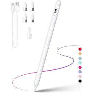 LinQingQ Stylus Pen, Styles Stylos actifs compatibles pour iOS et Android écrans tactiles / téléphones, Stylus stylo rechargeable avec écran double tactile, Stylus crayon pour A-pple/Android/Tablet, 16.5CM,blanc