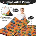 thumbnail image 3 of Monster Cartoon Truck Orange Pattern Teens Toddler Nap Mat with Pillow, Sleeping Mat Bag for Preschool Daycare 51"x22", 3 of 6