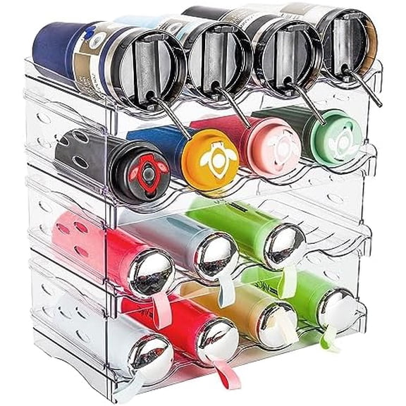 Water Bottle, 4-Tier Stackable Tumbler Organizer & Clear , Water Bottle Organizer for Cabinet Pantry Kitchen Organizers and Storage, Hold 16 Bottles$$Home Decor, Kitchen, & Other