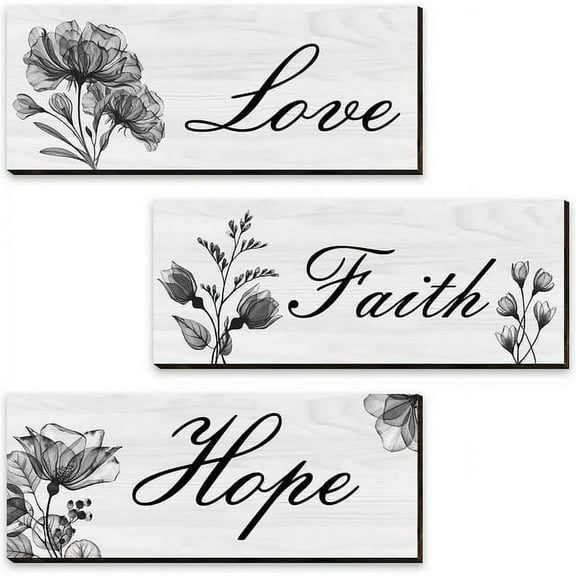 Fibevon Bathroom Wall Decor, 3 Pcs Art Bathroom Sign Rustic Bathroom Decor Wood Sign for Home Bathroom Decor, 11.8 x 3 Inch (Black)