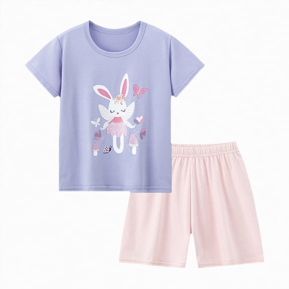 ZHANGDER Summer Toddler Girl Clothes 1T 2T 3T 4T 5T T-Shirt Tee Tops   Shorts Short Sleeves Cute Outfits Set 2 Pieces Shorts Set, Dark Purple 9-10Y