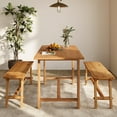 thumbnail image 5 of Finmind 55" Solid Wood Entryway Bench, Narrow Skinny Shoe Bench Seat for Entry, Brown, 5 of 7