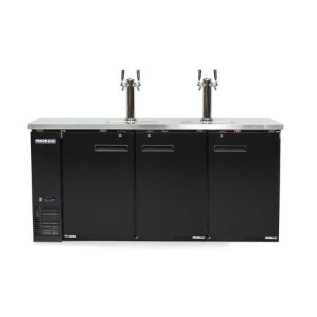 Three 1/2 Barrel Commercial Beer Keg Cooler, with 2 Direct Draw Taps in Black