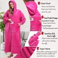 thumbnail image 3 of REDESS Oversized Wearable Blanket Hoodie Sweatshirt for Adults Women Men-Rose Red, 3 of 8