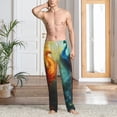 thumbnail image 4 of Salouo Red And Blue Fire Peacock Print Pajama Pants for Men, Lounge Pants Elastic Waistband Casual Men's sleepwear Loungewear Sleep Pajama Pant -Medium, 4 of 7