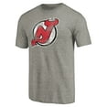 thumbnail image 2 of Men's Ash New Jersey Devils Distressed Team Logo Tri-Blend T-Shirt, 2 of 3