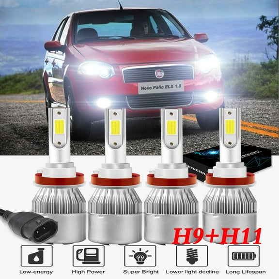 For Fiat Palio 2017 2018 2019 LED Headlight Bulbs,H9 H11 High Beam and Low Beam 4pc