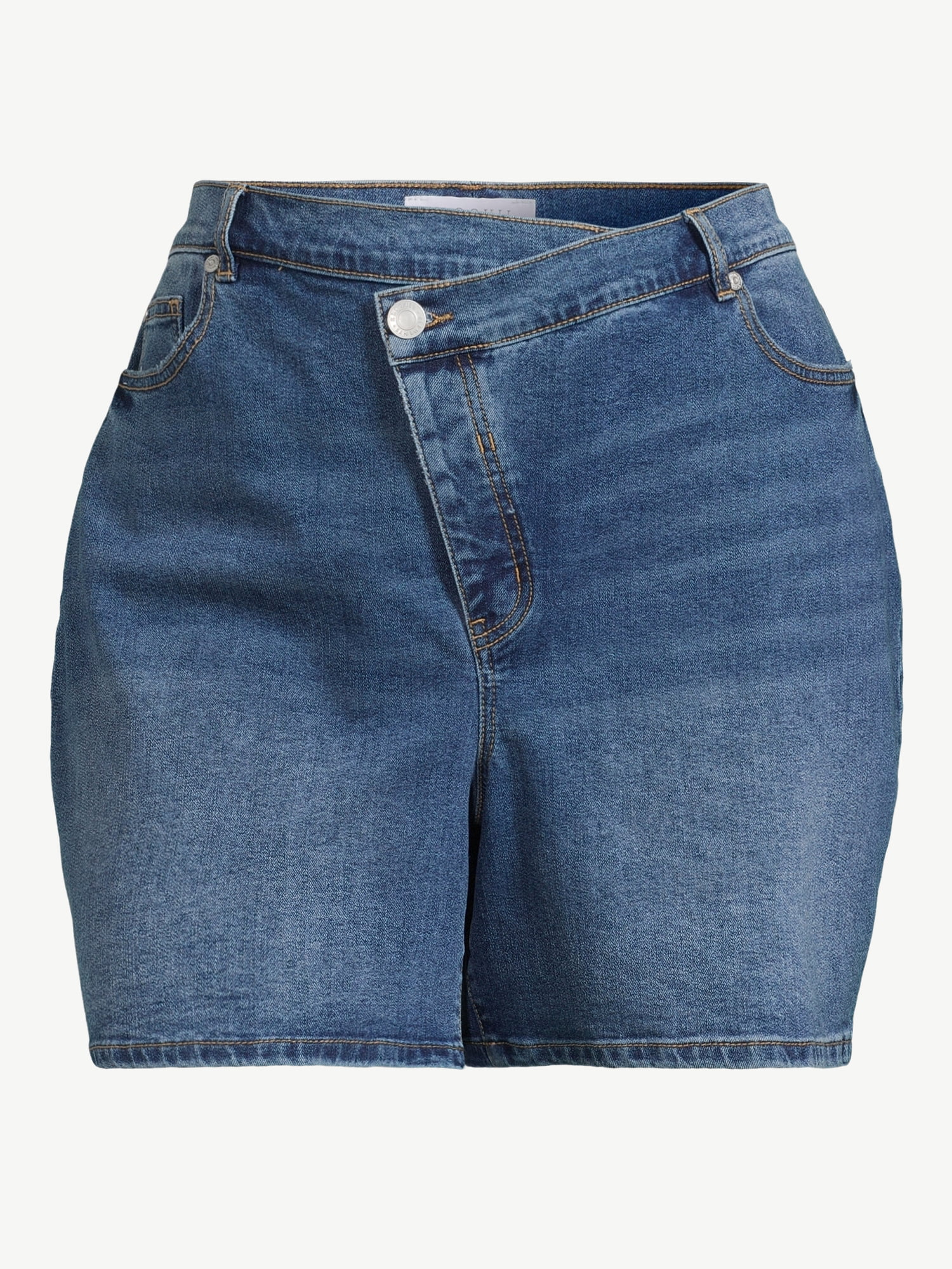 Voghtic Women's Denim Shorts Stretchy Casual High Waisted Denim Skort Skirt  Shorts Plus Size Asymmetrical Jean Skorts