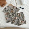 thumbnail image 4 of Grblisyd Girls Two Piece Sets Camo Maple Leaf Print Clothes Loose Short Sleeve Crew Neck Tshirts and Elastic Waist Shorts Casual Summer Outfits Size 7-8, 4 of 6
