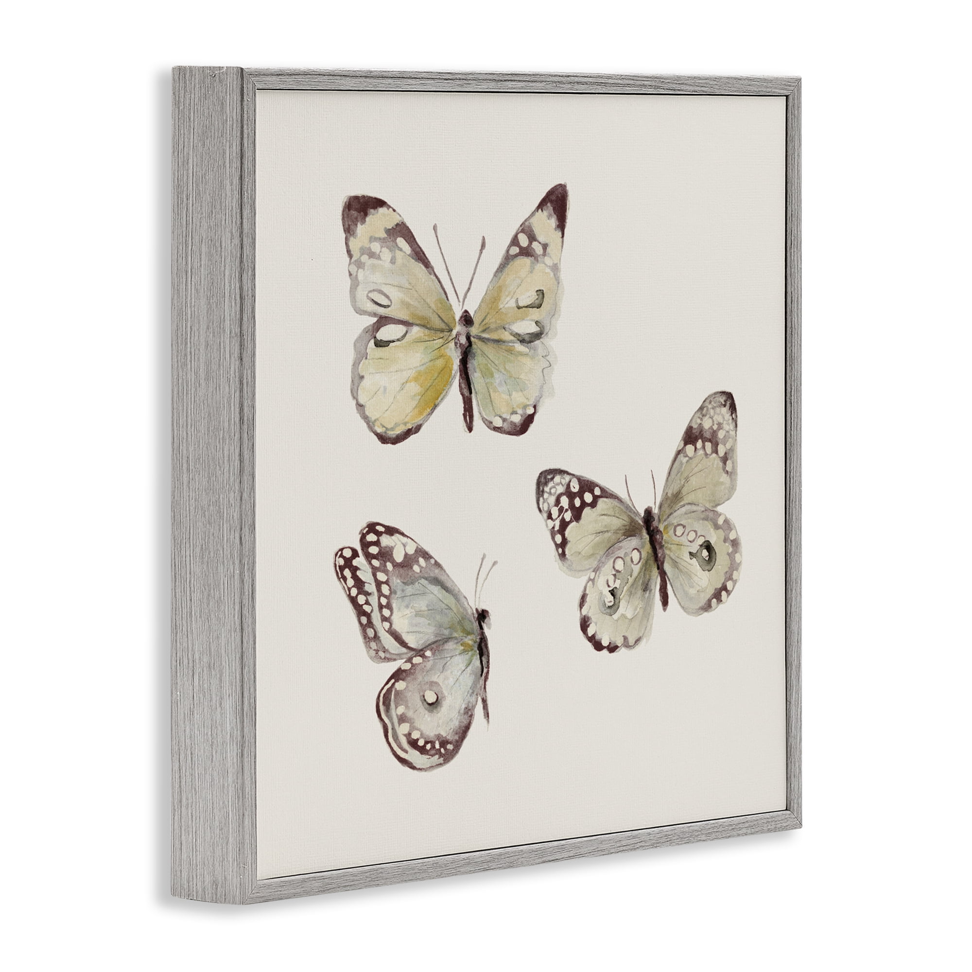 Stupell Industries Delicate Butterflies on Beige Gray Framed Giclee Art, design by Patricia Pinto