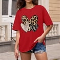 thumbnail image 4 of Women Summer Tops Ladies Fashion Casual Valentine's Day Print Outdoor Sports Round Neck Short Sleeve T Shirt Top Half Tee Womens Loose Fitting T Shirts Dress Tee Shirts Women plus Size Red 2XL, 4 of 5