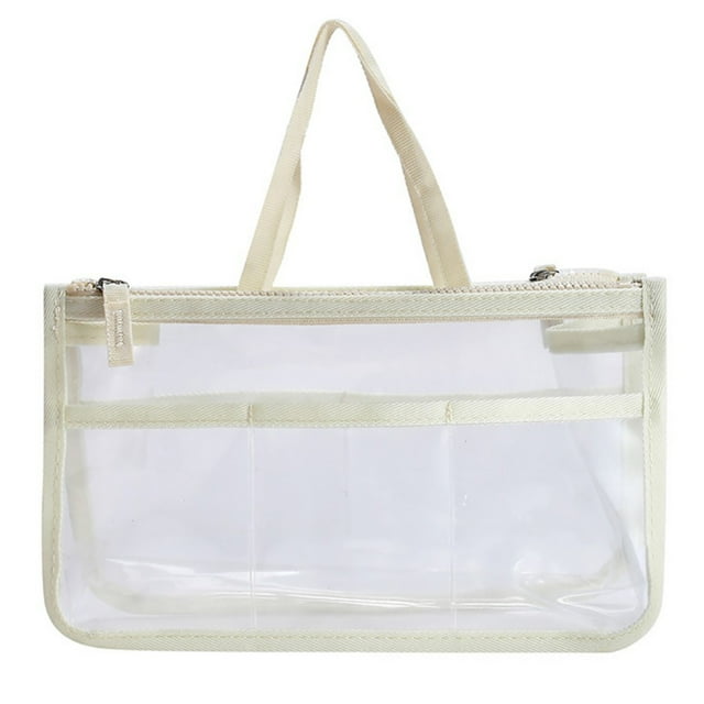 Trousse de Maquillage Transparente Double Fermeture Éclair Trousse de Toilette avec Poignée pour Voyage