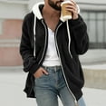 thumbnail image 4 of Casual Jacket for Men Hooded Black Fleece Jacket Lightweight Plain Zip Up Mens Winter Clothes, 4 of 6