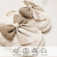 thumbnail image 5 of LIANGP Ladies Slippers Women Fuzzy Bow Slippers Winter Elegant Cozy Plush House Shoes With Faux Pelt Liner Gift For Women Women's Shoes White Size 8, 5 of 7