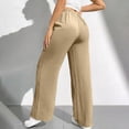 thumbnail image 5 of Lumtrix Womens Wide Leg Pants High Waist Adjustable Knot Casual Flowy Palazzo Solid Color Trousers Khaki L, 5 of 6