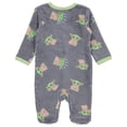 thumbnail image 2 of STAR WARS Baby Boys Baby Yoda One Piece Sleeper - Footed Baby Plush Polar Fleece Pajamas - Baby Boy Clothes - Footie Pajamas Navy/Green, 0-3 Months, 2 of 4