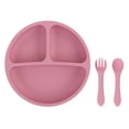 thumbnail image 1 of Plato llano Platos de silicona para bebés, niños pequeños, plato de autoalimentación para bebés con cuchara y tenedor de silicona, sin BPA, diseño dividido, apto para lavavajillas y microondas Abanopi  Plato llano, 1 of 7