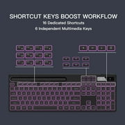 Wireless Keyboard with 7-Color RGB Backlit, Marvo Full-Size Computer Keyboard with Phone Tablet Holder, Rechargeable 2.4G Wireless Gaming Keyboard with Light up Keys, Compatible with Mac,Window,Black