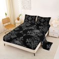 thumbnail image 2 of Homewish Vintage Damask Skull Bed Sheets,Gothic Halloween Full Size Sheets,Black Gray,4pcs,1 Flat Sheet, 1 Fitted Sheet and 2 Pillowcases, 2 of 6