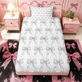 thumbnail image 4 of Meiyoeat Gray Bow Pattern Twin Sheets 3pcs, Geometric Plaid Bedding, 4 of 6