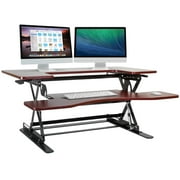 Kibhous Standing Desk Converter, Stand up Desk Riser, Sit Stand Desk Adjustable Height Lift Desks Computer Workstation for Home Office 37 Inch,Cherry