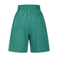 thumbnail image 5 of BiZtdJrK Womens Cotton Linen Shorts Knee Length Drawstring Elastic High Waist Shorts Loose Breathable Summer Beach Shorts with Pockets on Sale Prime Green L, 5 of 7