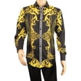 thumbnail image 2 of Men's Sports Shirt By Barocco Fashion Printed Long Sleeves Soft Feel EFS75 Black, 2 of 7