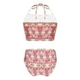 thumbnail image 2 of TiaoBug Girls 2 Pcs Mermaid Bikini Sets Shiny Halter Ruffles Crop Top with Triangle Brief Bathing Suit Tankini Light Red A 140, 2 of 5