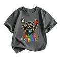 thumbnail image 2 of Girls Crew Neck Printed Short Sleeve T-shirt for Back to School,Comfortable Casual Kids Tops,Matches Pants and Skirts, 2 of 3