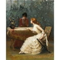 thumbnail image 2 of Édouard Bisson 15x18 Black Ornate Wood Framed Double Matted Museum Art Print Titled - Question to the Cards (1889), 2 of 5