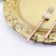 Efavormart Set of 6 GOLD 14 Round Plastic Charger Plates With Engraved Baroque Design Rim For Wedding Party Events