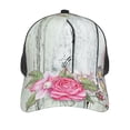 thumbnail image 3 of Disketp Vintage Wood with Floral Print Trucker Hat Men Women - Mesh Baseball SnapBack Cap, 3 of 7